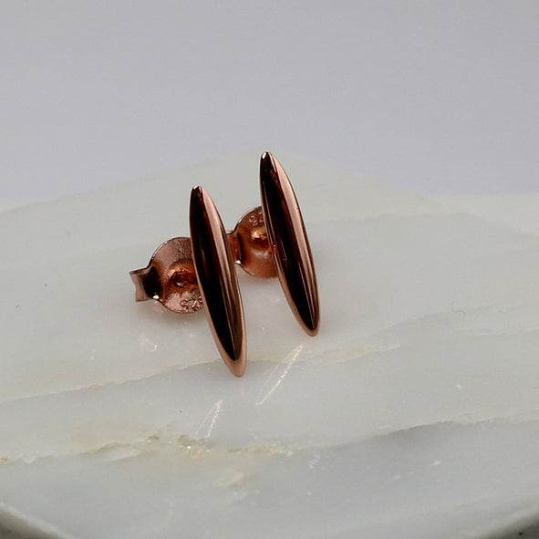 Empowered rose gold vermeil earrings casual every day earring adoreu jewellery Tasmanian designed and owned.