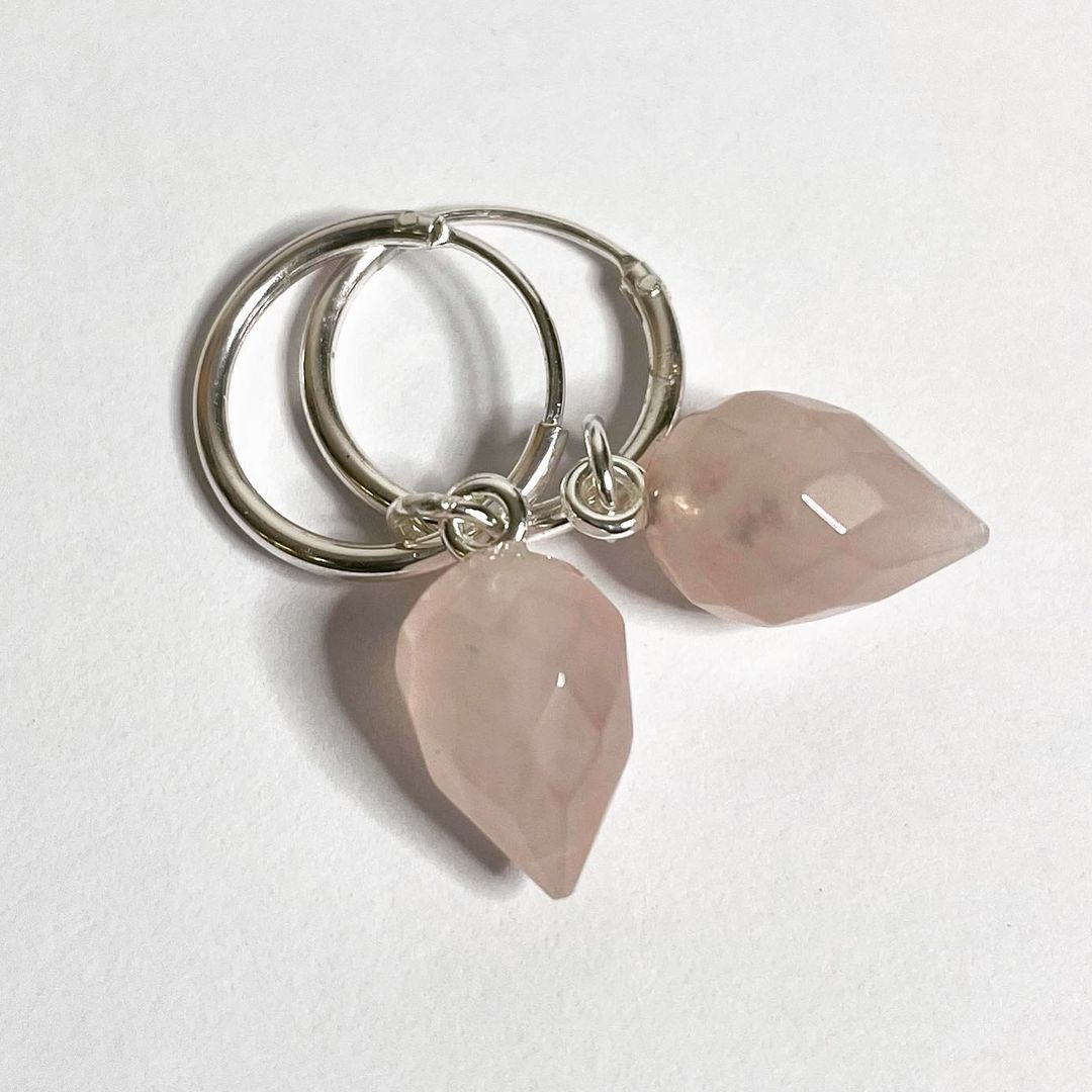 Jewellery designed in Tasmania. These Rose Quartz Earrings are both stylish and elegant.  Rose Quartz is the classic stone of love. It helps dissolve old hurts and open the heart to trust in love and have faith in the benevolence of the Universe.