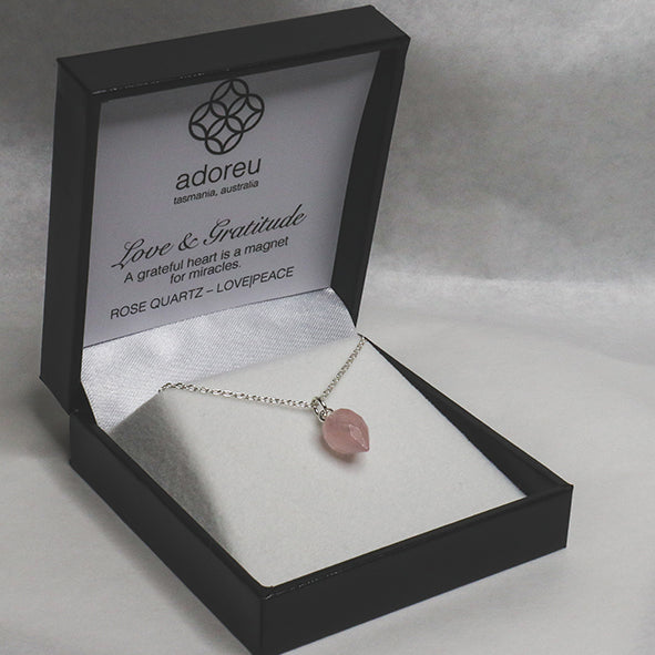 Love & Gratitude Sterling Silver - Petite Rose Quartz Necklace