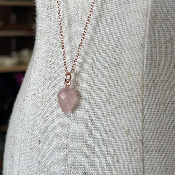 Love & Gratitude Rose Gold - Petite Rose Quartz Necklace
