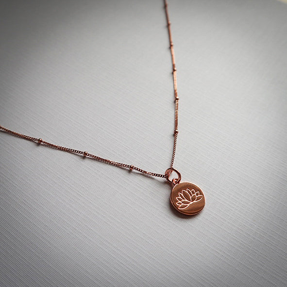 Beautiful Lotus on Tranquillity Rose Gold Necklace