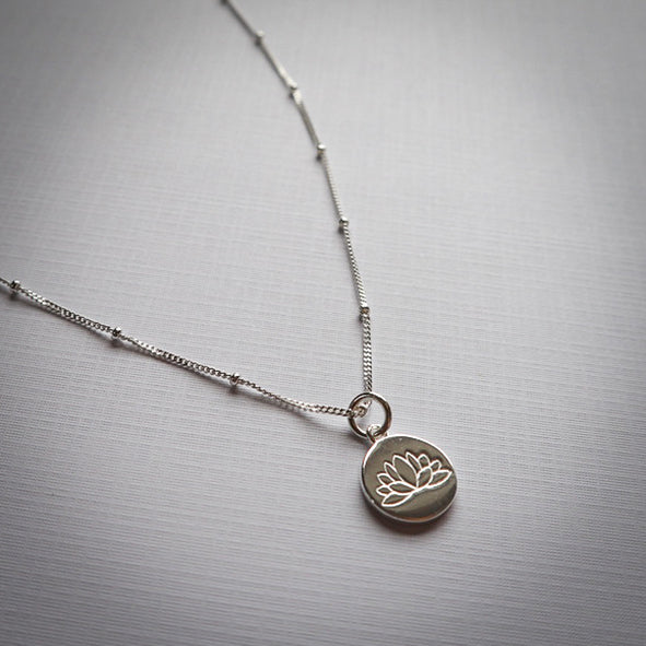 Beautiful - Lotus on Tranquillity Sterling Silver Necklace