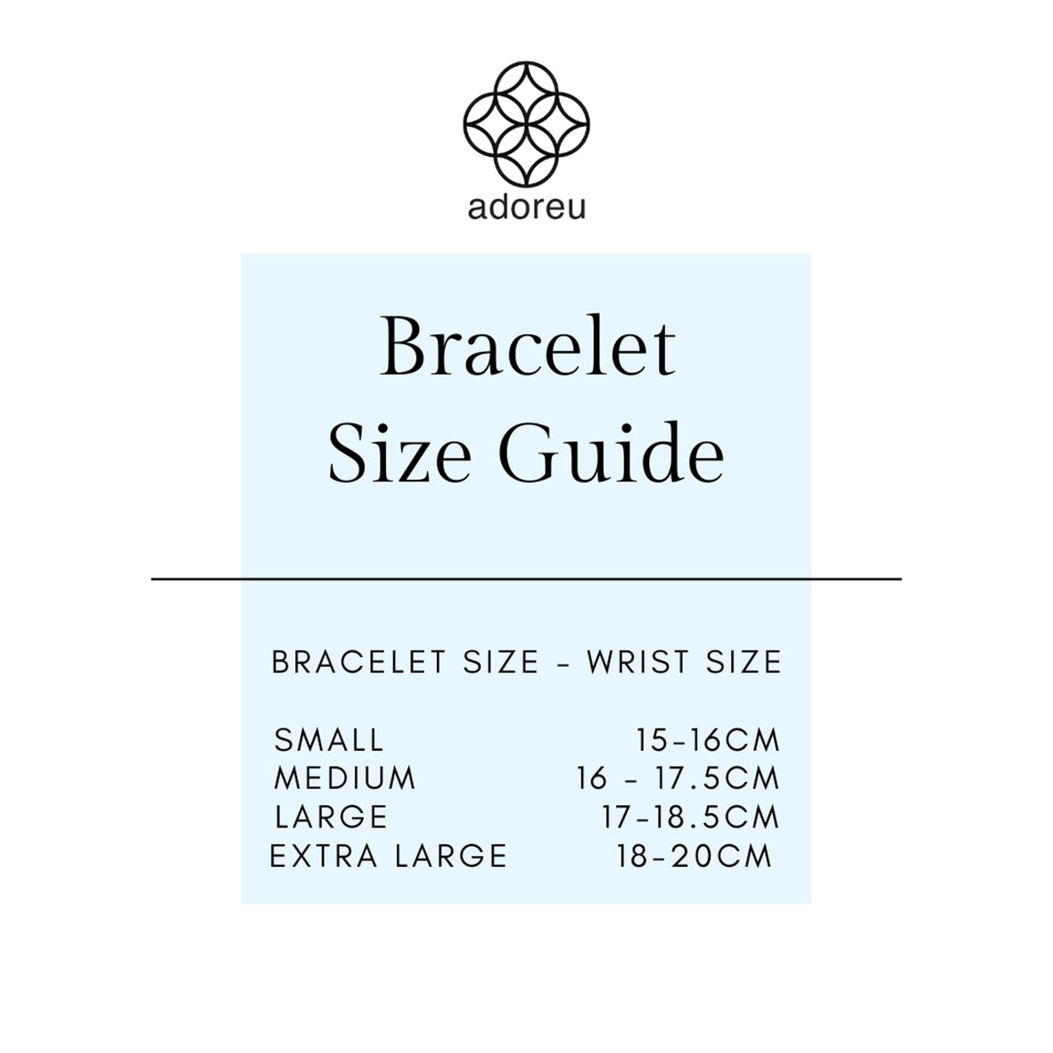 bracelet size guide for adoreu jewellery arm candy