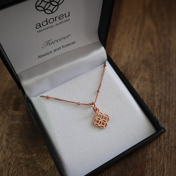 Forever Necklace Rose Gold Vermeil with Tranquillity Chain Australian designed and owned jewellery collection adoreu jewellery