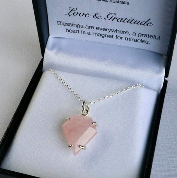 Love & Gratitude - Rose Quartz Necklace adoreu jewellery Launceston tasmania