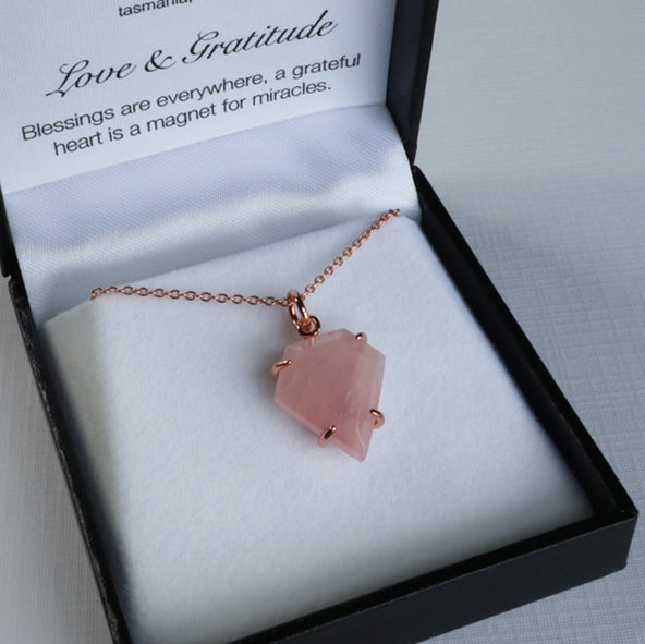Love & Gratitude - Rose Quartz Necklace adoreu jewellery Australian designed and owned