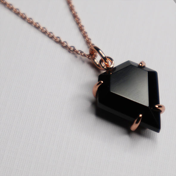 Warrior - Onyx Rose Gold Vermeil Necklace Jewellery Australian Designed and Owned
