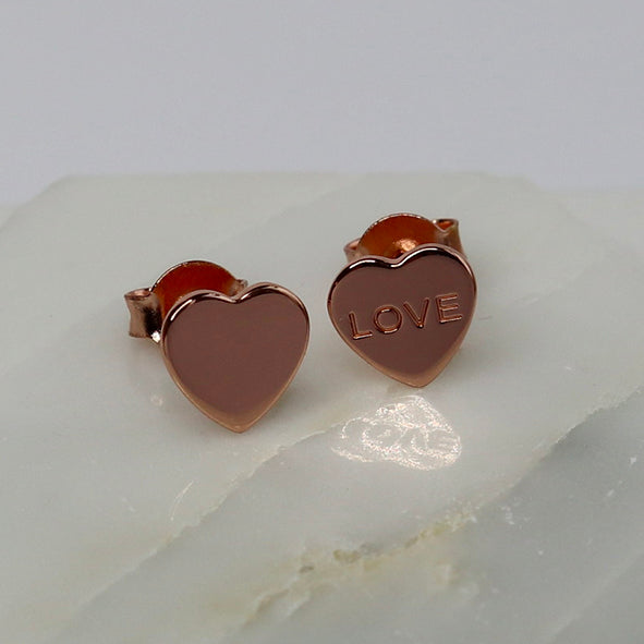 love is all you need rose gold vermeil earrings adoreu jewellery Tasmanian designed and owned jasmine shepherd